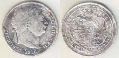 1818 Great Britain silver Sixpence A004301